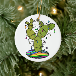 Cactus kerstboom keramisch ornament