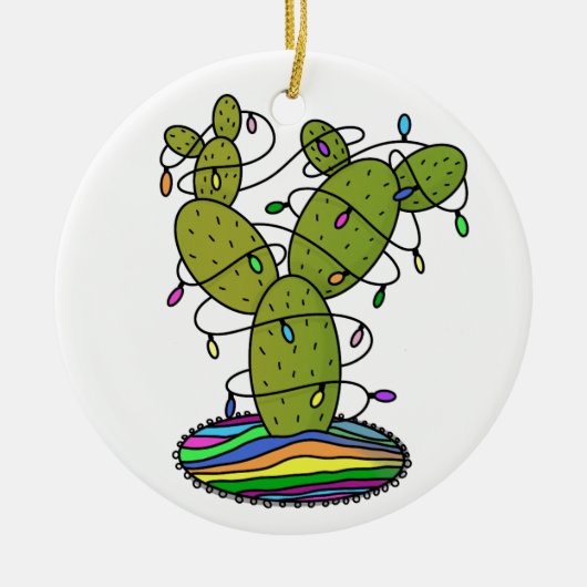 Cactus kerstboom keramisch ornament (Voorkant)