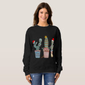 Cactus Kerstboom Lichten Cactus Liefhebbers Hand d Trui (Voorkant volledig)