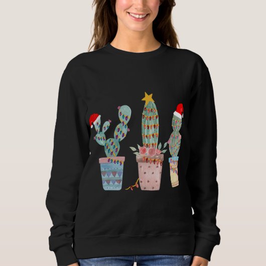 Cactus Kerstboom Lichten Cactus Liefhebbers Hand d Trui (Voorkant)