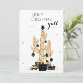 Cactus kerstboom Merry Kerstmis Ya zal Feestdagenkaart (Staand voorkant)