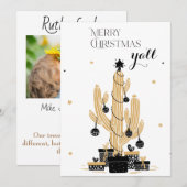 Cactus kerstboom Merry Kerstmis Ya zal Feestdagenkaart (Voorkant / Achterkant)