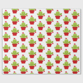 Cactus kerstcadeaupapier cadeaupapier (Vlak)