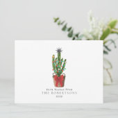 Cactus Kerstdag met warme wensen Feestdagenkaart (Staand voorkant)