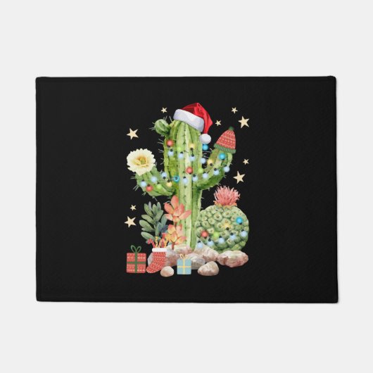 Cactus kerstdecoratie T Shirt Deurmat (Voorkant)