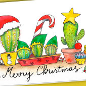 Cactus kerstkaart van Nicole Janes Kaart
