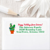 Cactus Kerstlights Arizona Return Address Etiket (Insitu)