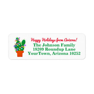 Cactus Kerstlights Arizona Return Address Etiket