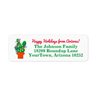 Cactus Kerstlights Arizona Return Address Etiket