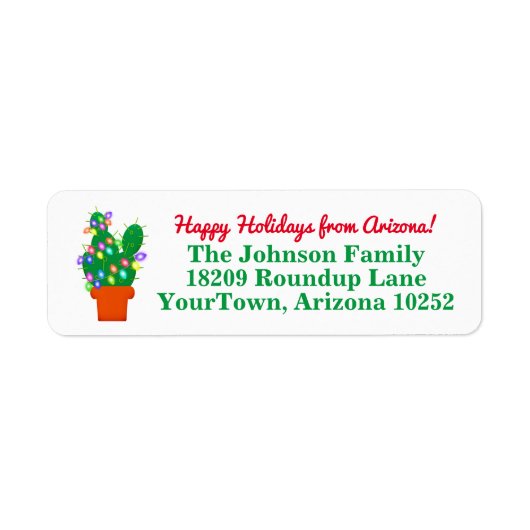 Cactus Kerstlights Arizona Return Address Etiket (Voorkant)