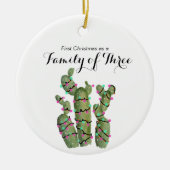 Cactus Kerstmis als familie van drie Keramisch Ornament (Voorkant)