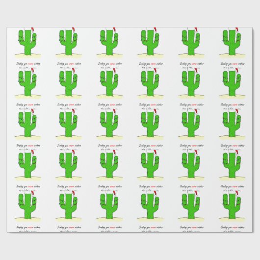 Cactus Kerstmis Cadeaupapier (Vlak)