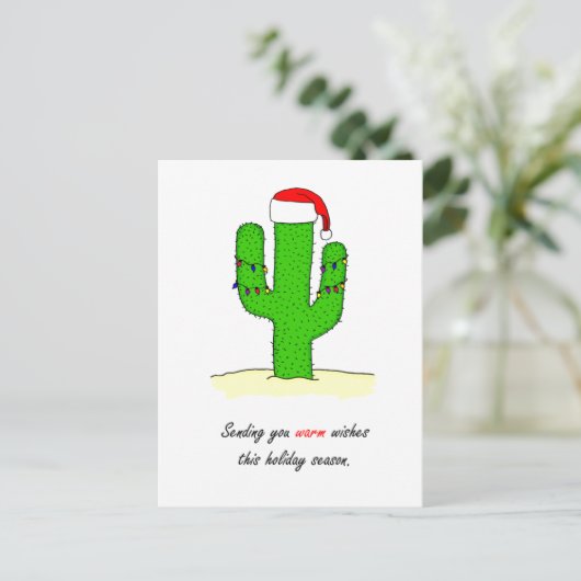 Cactus Kerstmis Feestdagenkaart (Staand voorkant)