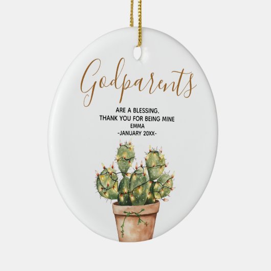 Cactus Kerstmis Godfather's Family Keepsake Keramisch Ornament (Rechts)