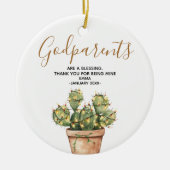 Cactus Kerstmis Godfather's Family Keepsake Keramisch Ornament (Voorkant)