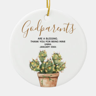 Cactus Kerstmis Godfather's Family Keepsake Keramisch Ornament