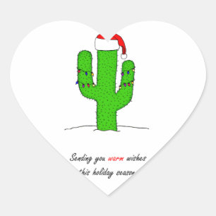Cactus Kerstmis Hart Sticker