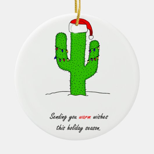 Cactus Kerstmis Keramisch Ornament (Voorkant)