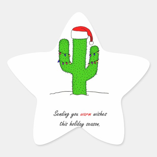 Cactus Kerstmis Ster Sticker (Voorkant)