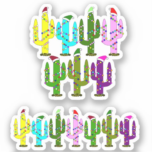 Cactus Kerstmis Sticker (Voorkant)