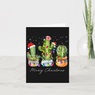 Cactus Kerstmis Xmas Bomen Lichten Kerstman Hoed C Kaart