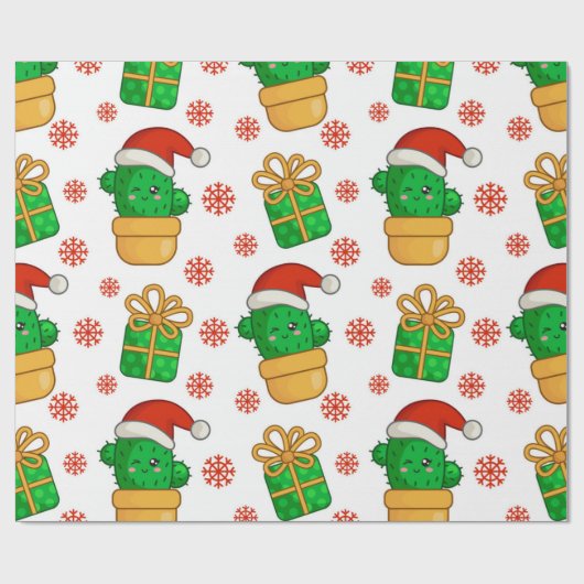 Cactus-kerstpatroon Cadeaupapier (Vlak)