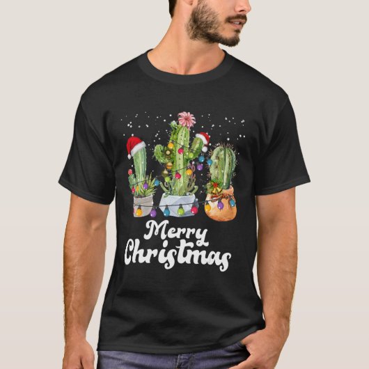 Cactus Kerstpj Costume Party Plant Lovers T-shirt (Voorkant)