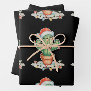 Cactus Kerstverlichting Xmas Grappig Vakantie Fami Inpakpapier Vel