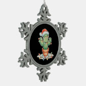 Cactus Kerstverlichting Xmas Grappig Vakantie Fami Tin Sneeuwvlok Ornament (Links)