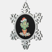 Cactus Kerstverlichting Xmas Grappig Vakantie Fami Tin Sneeuwvlok Ornament (Rechts)