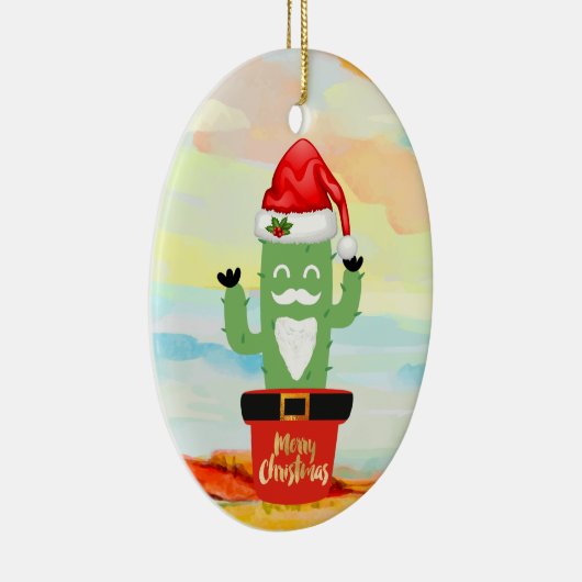 Cactus kerstversiering keramisch ornament (Rechts)