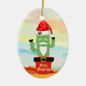 Cactus kerstversiering keramisch ornament (Voorkant)