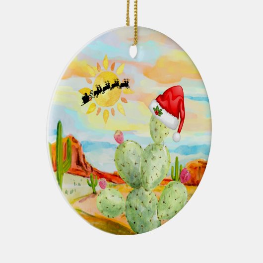 Cactus kerstversiering keramisch ornament (Rechts)
