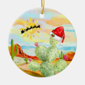 Cactus kerstversiering keramisch ornament (Voorkant)