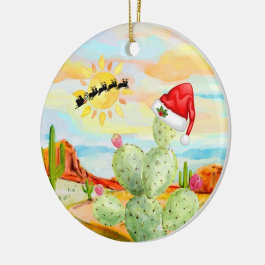 Cactus kerstversiering keramisch ornament (Links)