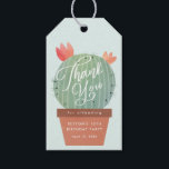 Cactus Kids Birthday Party Dank je wel Cadeaulabel<br><div class="desc">Een flitsisch verjaardagsfeest bedankt je voor het labelontwerp van Stacey Meacham met originele hand getekende waterverf die snel cactus schildert met felle bloemknoppen in een terracotta pot.</div>