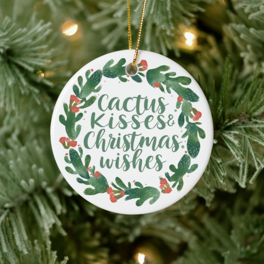 Cactus Kisses & Christmas Wishes – A Double-Sided  Keramisch Ornament (Boom)