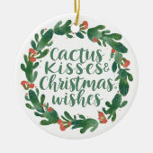 Cactus Kisses & Christmas Wishes – A Double-Sided  Keramisch Ornament (Voorkant)