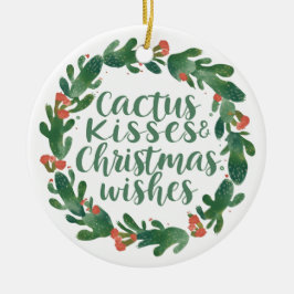 Cactus Kisses & Christmas Wishes – A Double-Sided  Keramisch Ornament