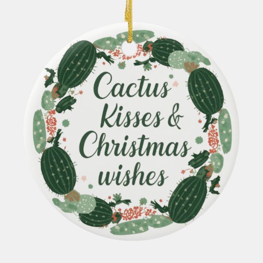 Cactus Kisses & Christmas Wishes – A Double-Sided Keramisch Ornament (Achterkant)