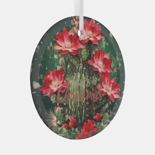 Cactus Kisses & Christmas Wishes A Glass Ornament (Voorkant Rechts)