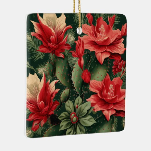 Cactus Kisses & Christmas Wishes A Square Ornament (Rechts)