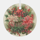 🌵 Cactus Kisses & Christmas Wishes – Glass Circle Glas Ornament (Voorkant)