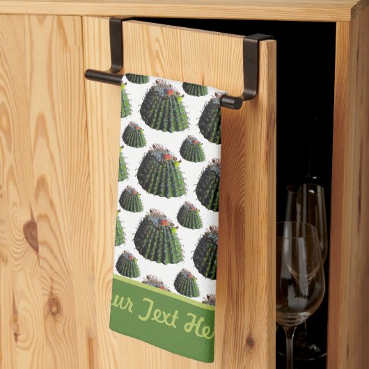 Cactus Kitchen Towel - Optionele personalisatie Theedoek (Derde Gevouwen)