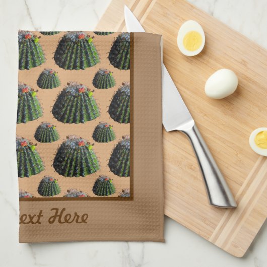 Cactus Kitchen Towel - Optionele personalisatie Theedoek (Quarter Fold)