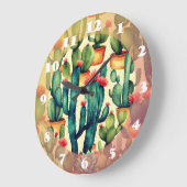 Cactus Kleurrijke Waterverf kunst Grote Klok (Hoek)