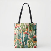 Cactus Kleurrijke Waterverf kunst Tote Bag (Voorkant)
