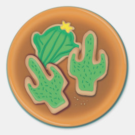 Cactus koekjes ronde sticker