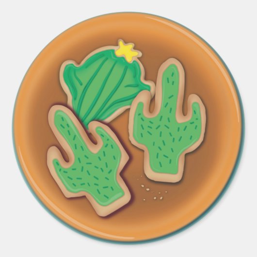 Cactus koekjes ronde sticker (Voorkant)