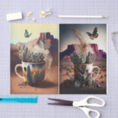 Cactus, koffie en vlinders, Zuidwestelijke vibes, Tissuepapier (Craft)